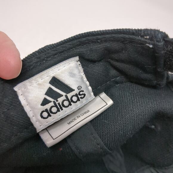 Adidas Strapback Hat Black One Size Adjustable Embroidered 6 Panel Cotton - Picture 9 of 10